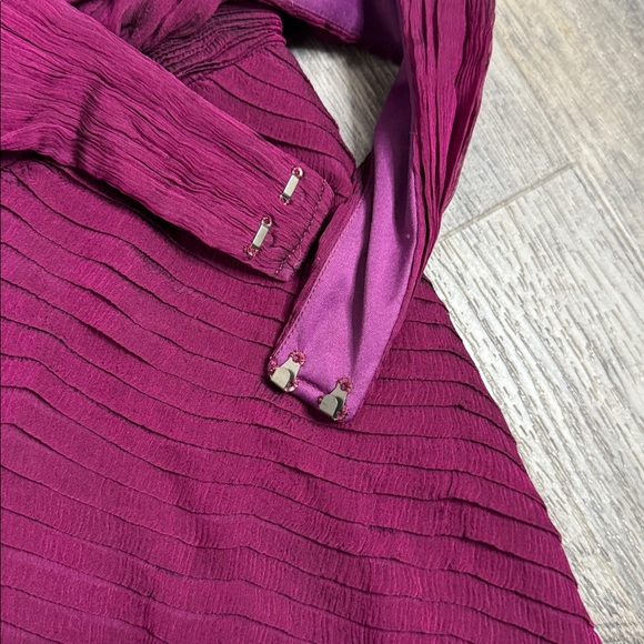 Tadashi Bandage Halter Deep V Silk Mini Dress Gown Magenta Pink Formal Size 6 - Picture 6 of 10